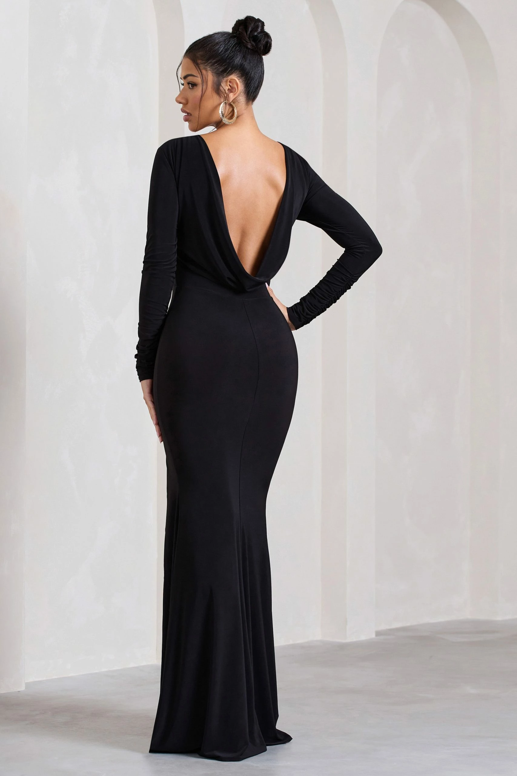 Keep Dreaming | Black Long-Sleeved Split Maxi Dress 4 Keep Dreaming | Black Long-Sleeved Split Maxi Dress - Image 2