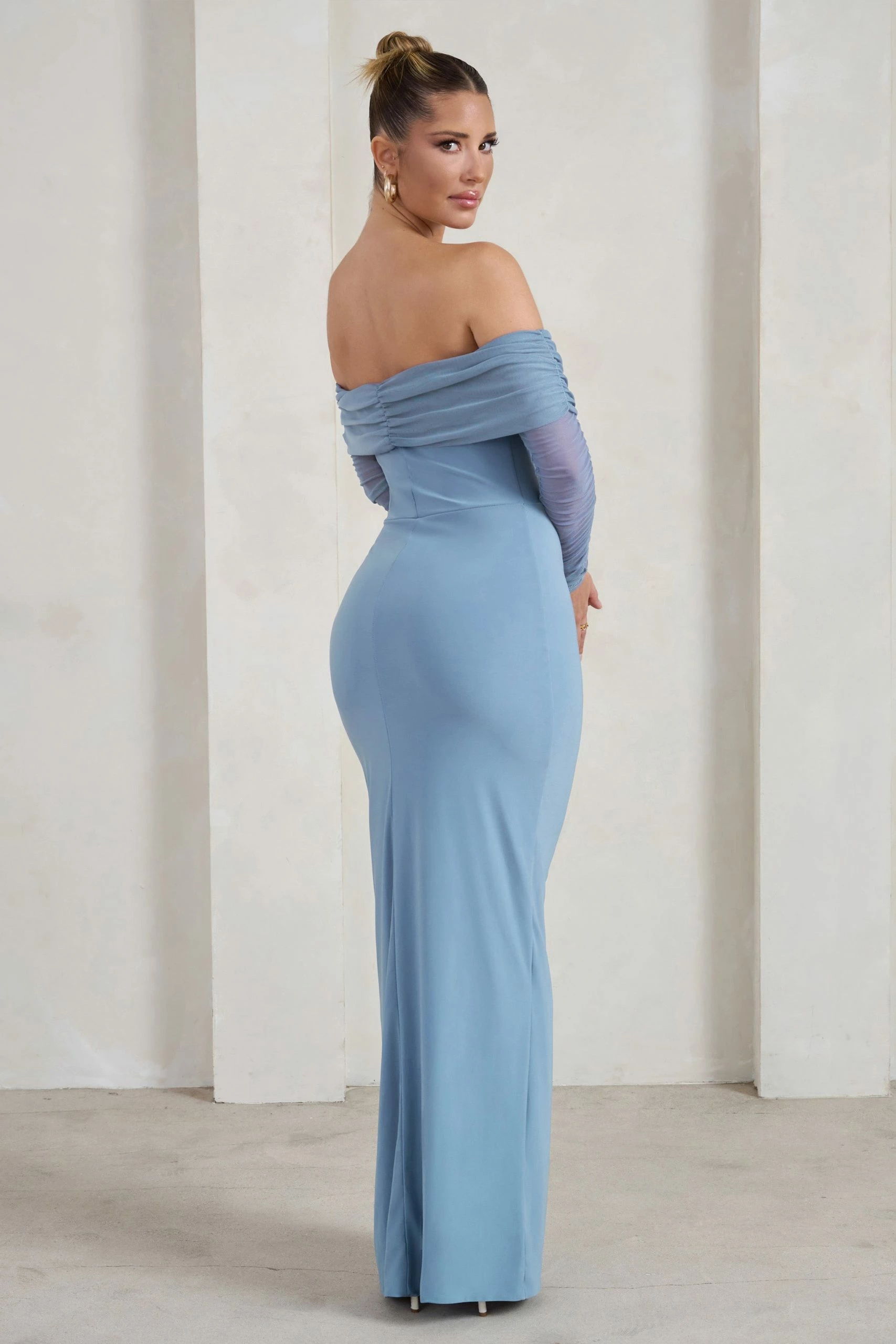 On Your Mind | Powder Blue Mesh Long Sleeve Maxi Dress 4 On Your Mind | Powder Blue Mesh Long Sleeve Maxi Dress - Image 2