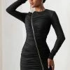Empowered | Black High Neck Long Sleeves Zip Detail Mini Dress 2 Empowered | Black High Neck Long Sleeves Zip Detail Mini Dress -Dress Shop CL127472 EmpoweredBlackHighNeckLongSleevesZipDetailMiniDress0