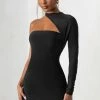 Perfect Touch | Black One Shoulder Long Sleeve Mini Dress -Dress Shop CL127623 PerfectTouchBlackLongSleeveCutOutMiniDress1