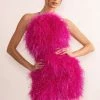 Gina | Pink High Neck Feather Mini Dress With Cross Back -Dress Shop CL128080 GinaOrchidHighNeckFeatherMiniDressWithCrossBack1