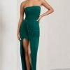 Paprika | Bottle Green Ruched Halter-Neck Bandeau Maxi Dress -Dress Shop HR CL128736047 PaprikaBottleGreenRuchedHalter NeckBandeauMaxiDress0