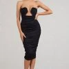 Stately | Black Cut-Out Ruched Bodycon Midi Dress -Dress Shop WB BR CL127673002 StatelyBlackCut OutRuchedBodyconMidiDress0