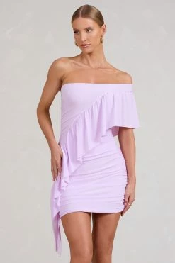 Parfait | Lilac Asymmetric Ruched Mini Dress With Statement Ruffles 10 Parfait | Lilac Asymmetric Ruched Mini Dress With Statement Ruffles -Dress Shop WB BR CL128445098 ParfaitLilacAsymmetricRuchedMidiDressWithStatementRuffles0