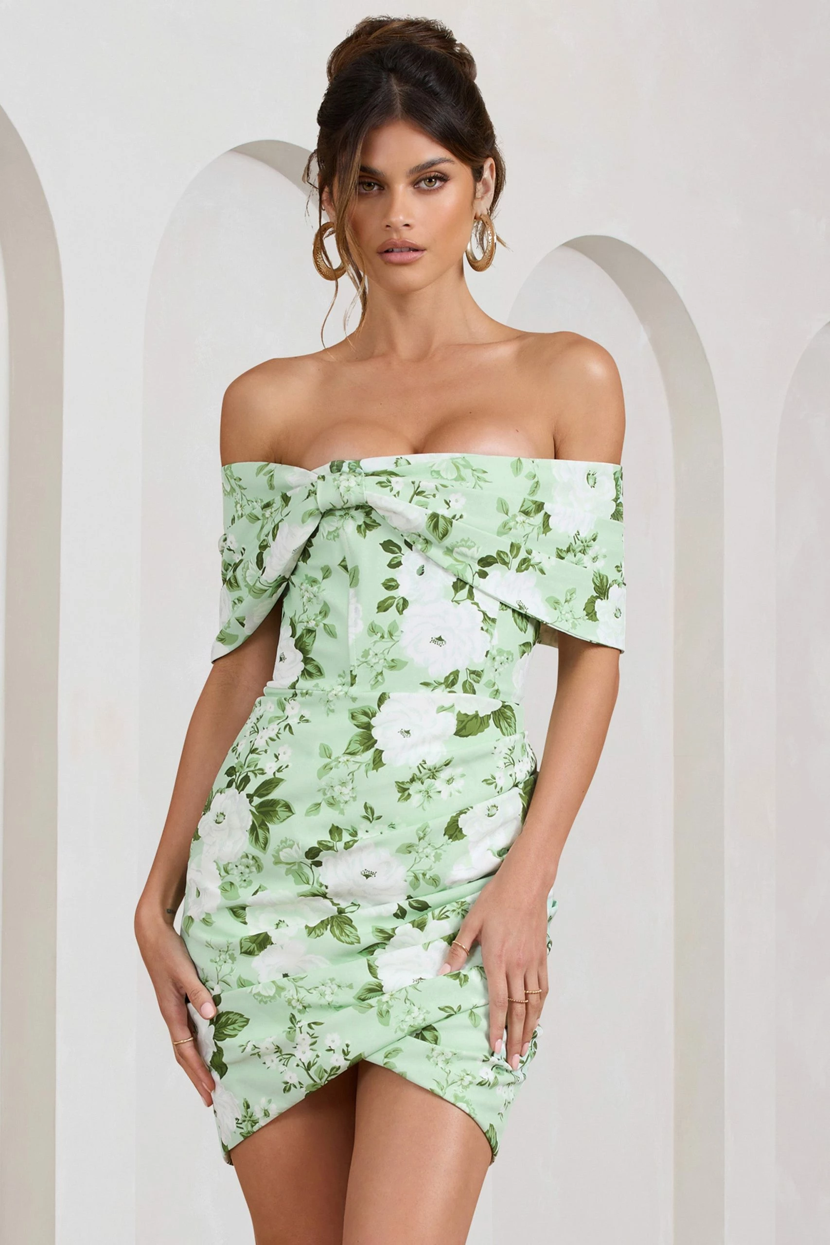 Snowdrop | White & Green Floral Print Wrap Mini Dress 6 Snowdrop | White & Green Floral Print Wrap Mini Dress - Image 5