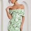Snowdrop | White & Green Floral Print Wrap Mini Dress -Dress Shop WB BR CL128625153 SnowDropWhite GreenFloralPrint2
