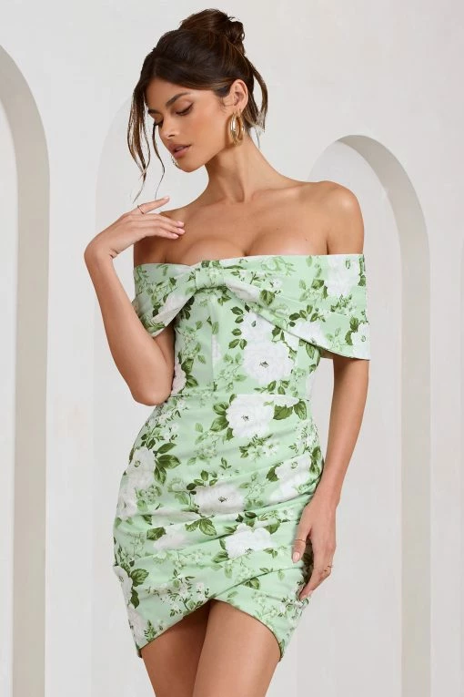Snowdrop | White & Green Floral Print Wrap Mini Dress 1 Snowdrop | White & Green Floral Print Wrap Mini Dress -Dress Shop WB BR CL128625153 SnowDropWhite GreenFloralPrint2