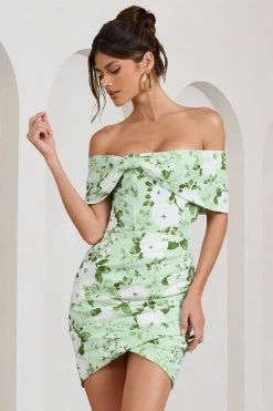 Snowdrop | White & Green Floral Print Wrap Mini Dress 9 Snowdrop | White & Green Floral Print Wrap Mini Dress -Dress Shop WB BR CL128625153 SnowDropWhite GreenFloralPrint4