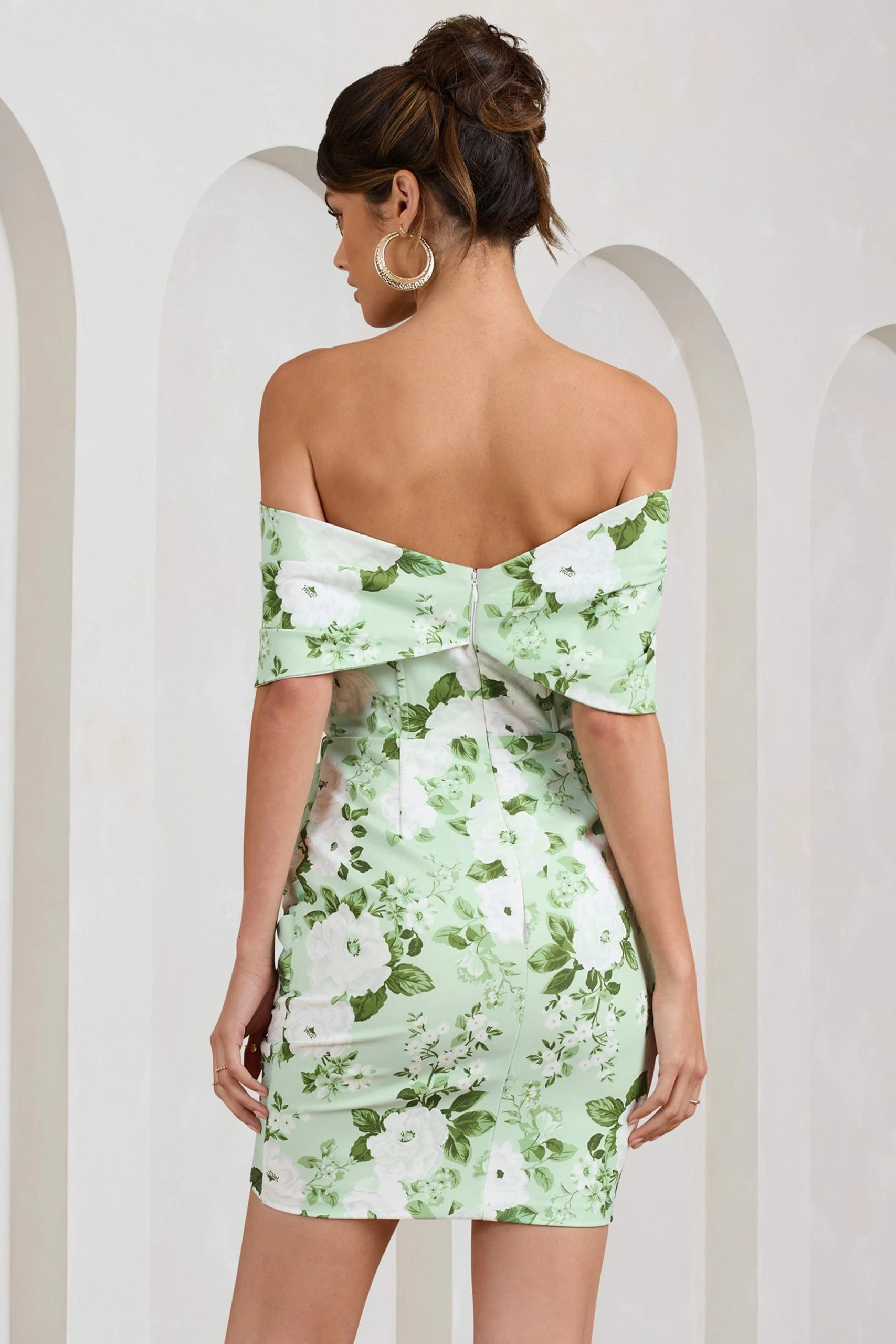 Snowdrop | White & Green Floral Print Wrap Mini Dress 3 Snowdrop | White & Green Floral Print Wrap Mini Dress - Image 2