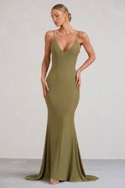Endless Love | Olive Backless Knot Detail Fishtail Maxi Dress 10 Endless Love | Olive Backless Knot Detail Fishtail Maxi Dress -Dress Shop WB BR CL129343113 EndlessLoveOliveBacklessKnotDetailFishtailMaxiDress1