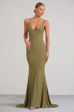 Endless Love | Olive Backless Knot Detail Fishtail Maxi Dress 11 Endless Love | Olive Backless Knot Detail Fishtail Maxi Dress -Dress Shop WB BR CL129343113 EndlessLoveOliveBacklessKnotDetailFishtailMaxiDress2