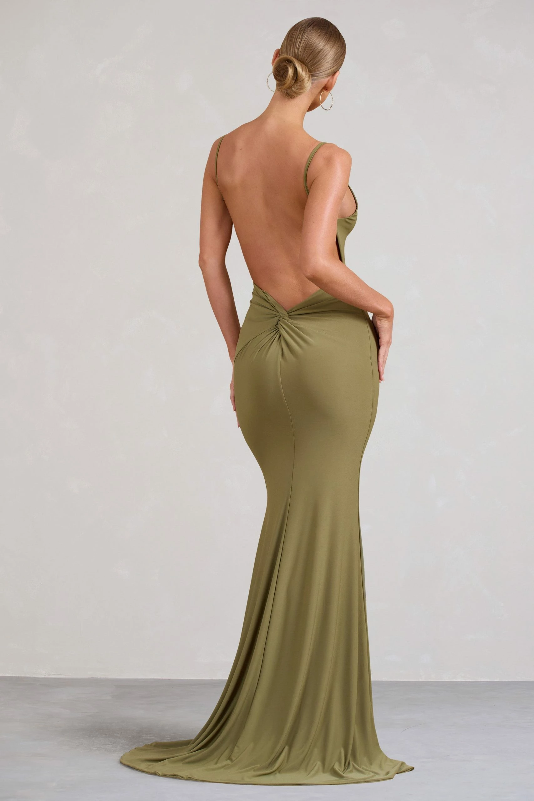 Endless Love | Olive Backless Knot Detail Fishtail Maxi Dress 4 Endless Love | Olive Backless Knot Detail Fishtail Maxi Dress - Image 2