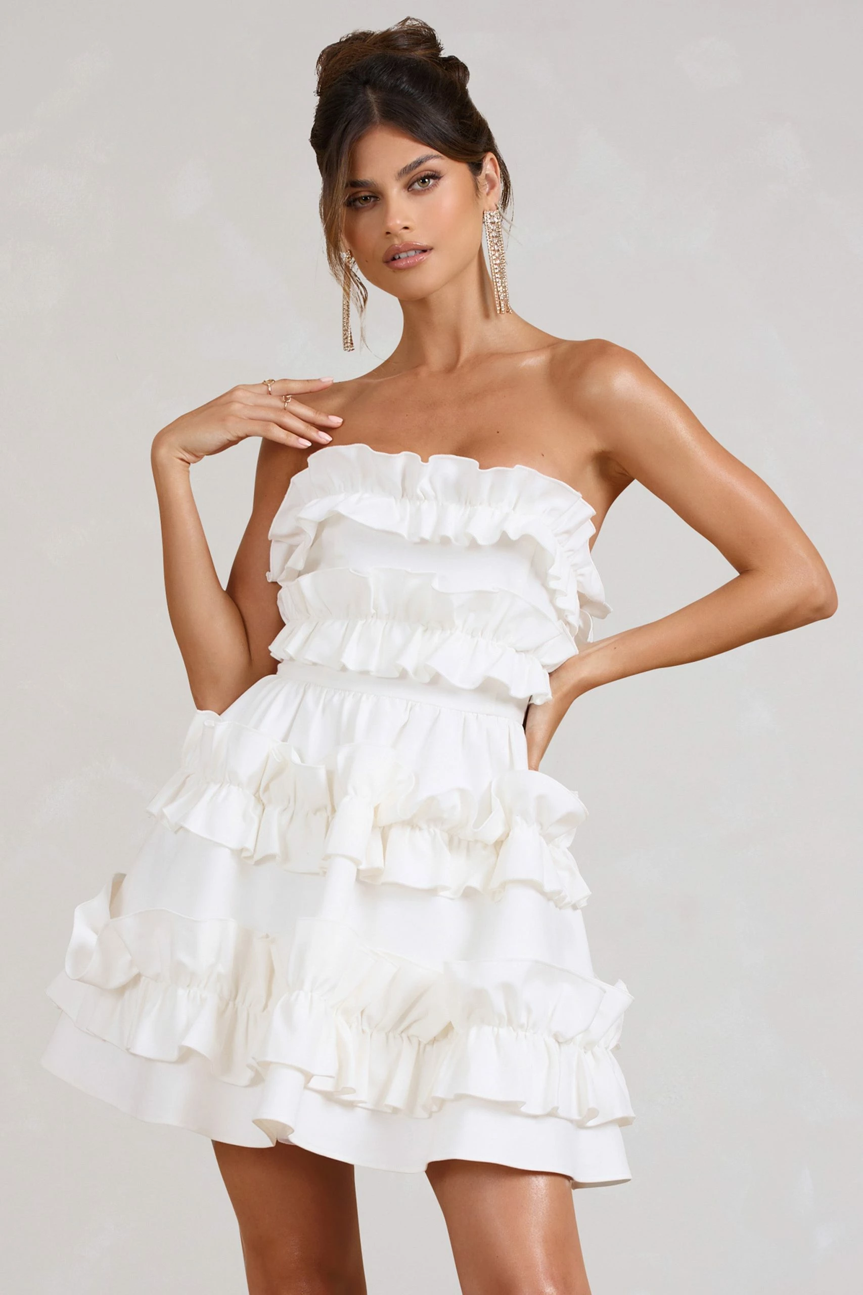 Rosette | White Ruffled Bandeau Mini Dress 3 Rosette | White Ruffled Bandeau Mini Dress