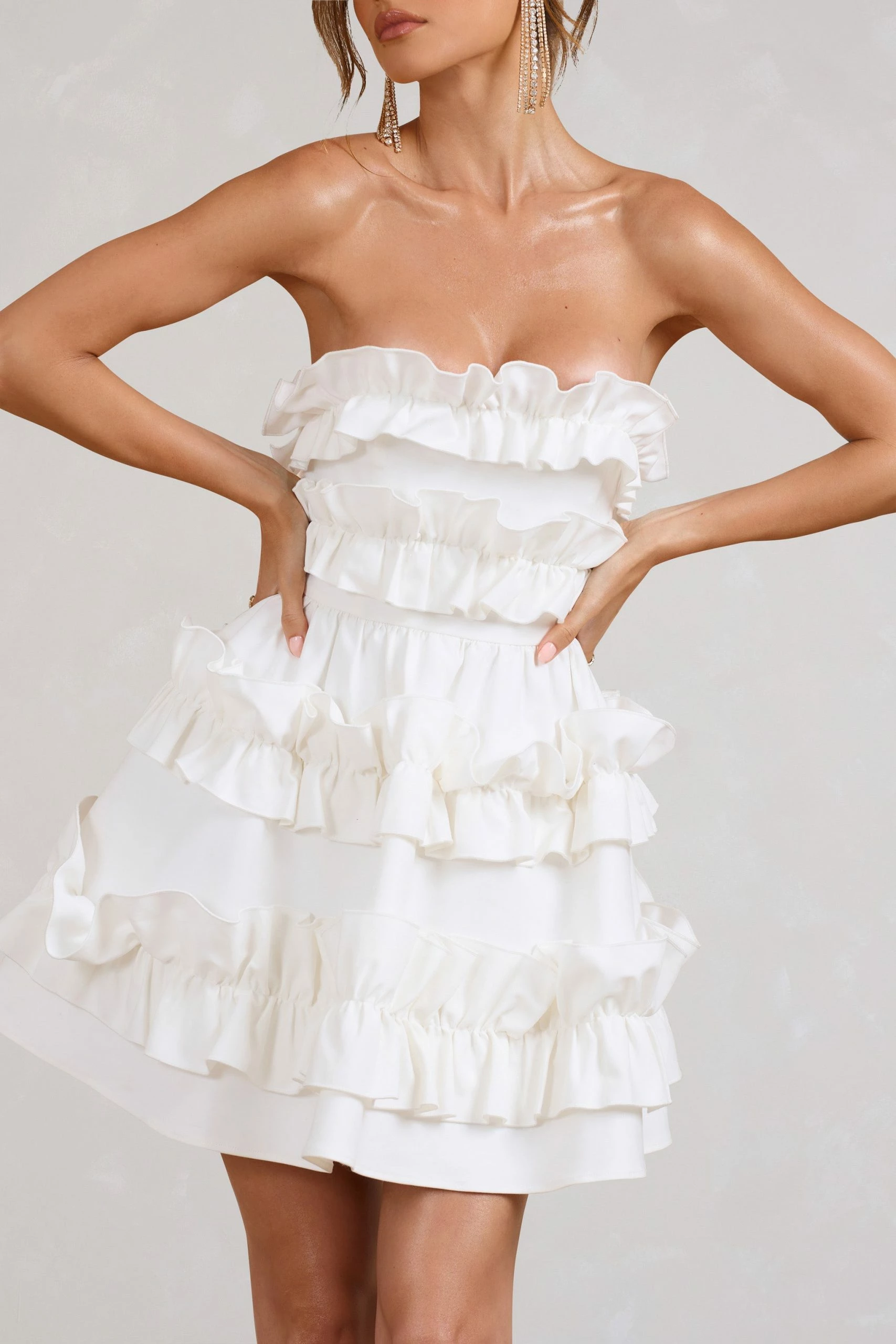 Rosette | White Ruffled Bandeau Mini Dress 5 Rosette | White Ruffled Bandeau Mini Dress - Image 3
