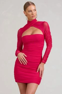 Bouquet Toss | Hot Pink Ruched Mesh Long-Sleeved Mini Dress 9 Bouquet Toss | Hot Pink Ruched Mesh Long-Sleeved Mini Dress -Dress Shop WB BR CL129353073 BouquetHotPinkRuchedMeshLong SleevedMiniDress1