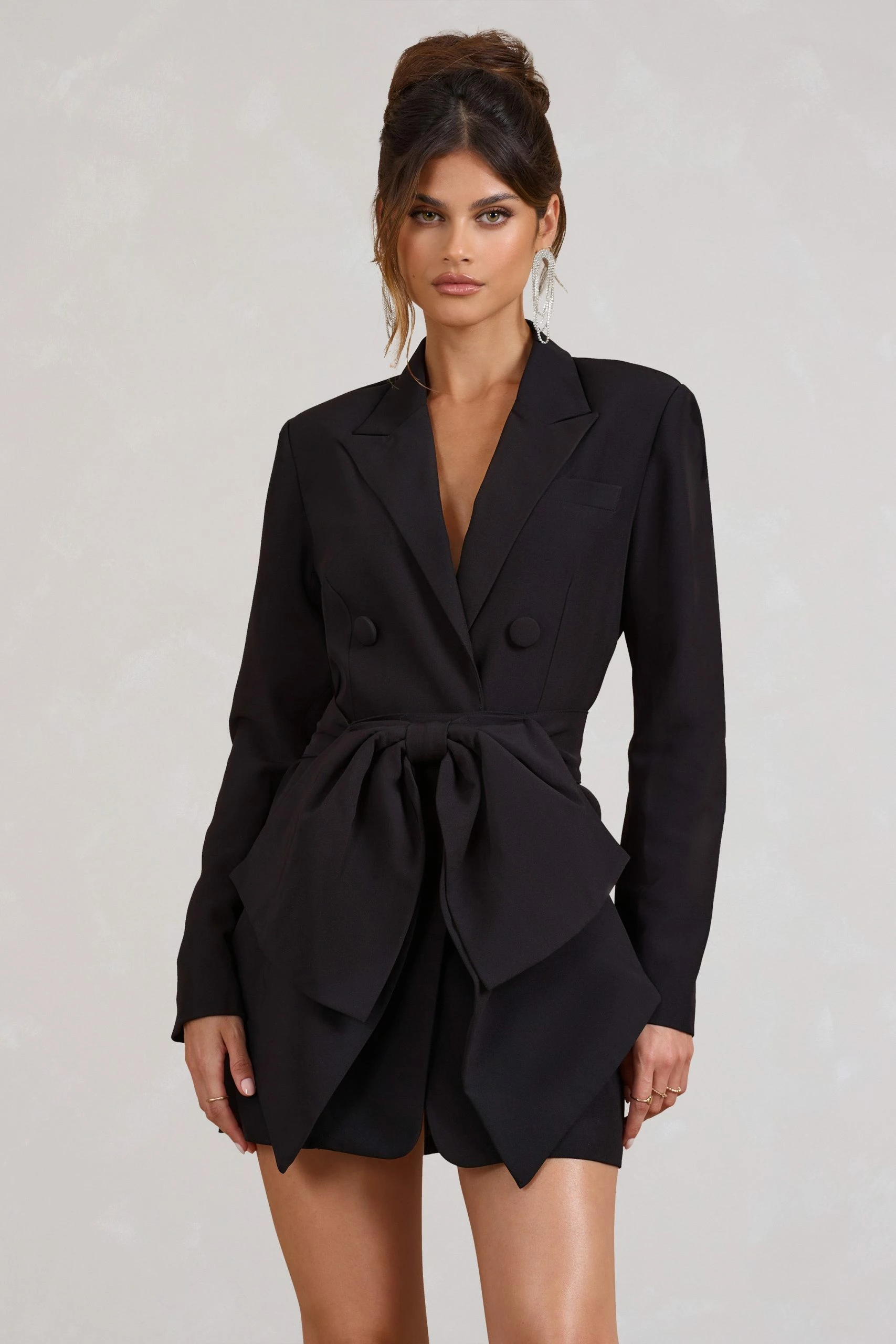 Prized | Black Tailored Blazer Mini Dress With Bow 6 Prized | Black Tailored Blazer Mini Dress With Bow - Image 4