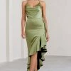 Lady Rosselini | Olive Strappy Asymmetric Ruffled Maxi Dress 2 Lady Rosselini | Olive Strappy Asymmetric Ruffled Maxi Dress -Dress Shop WB BR CL129419113 LadyRosseliniOliveStrappyAsymmetricRuffledMaxiDress1