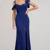 Merlot | Navy Asymmetric Draped Split Maxi Dress -Dress Shop WB BR CL129420015 MerlotNavyAsymmetricDrapedSplitMaxiDress1