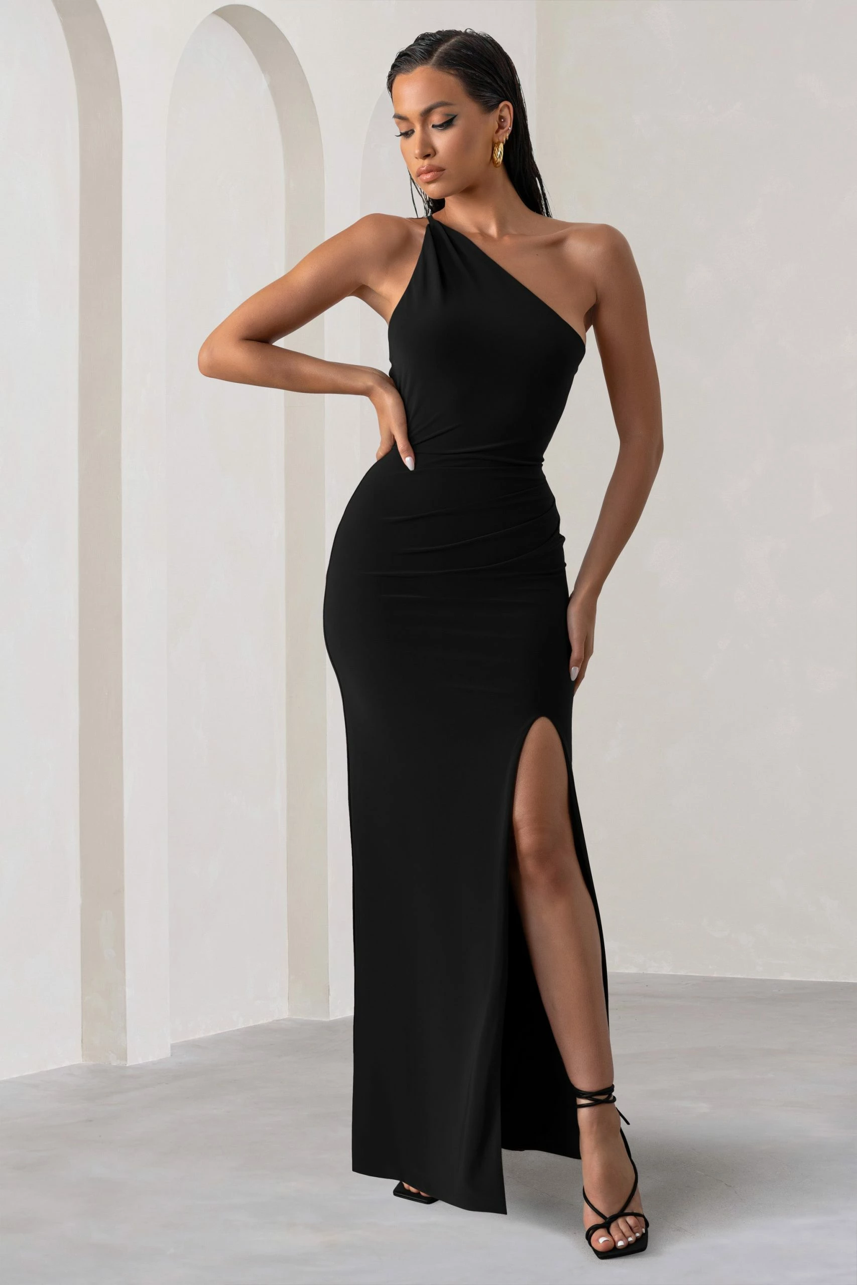 Dressing Up | Black One Shoulder Maxi Dress With Open Back Detail 6 Dressing Up | Black One Shoulder Maxi Dress With Open Back Detail - Image 4