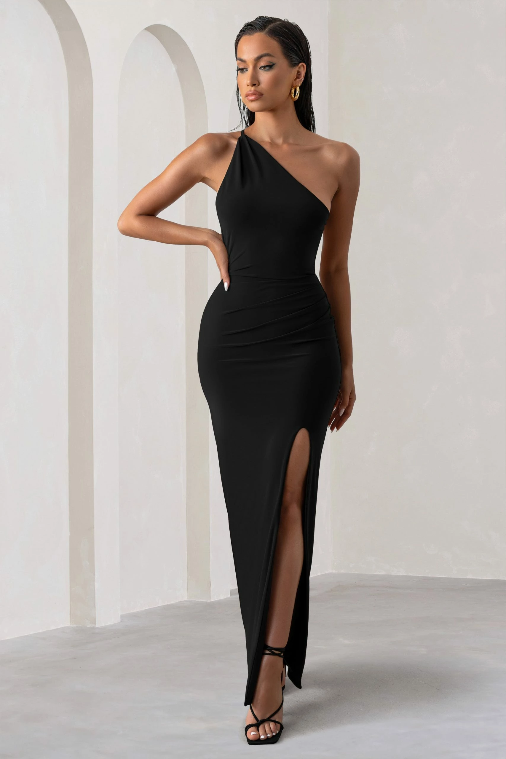Dressing Up | Black One Shoulder Maxi Dress With Open Back Detail 3 Dressing Up | Black One Shoulder Maxi Dress With Open Back Detail