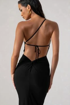 Dressing Up | Black One Shoulder Maxi Dress With Open Back Detail 8 Dressing Up | Black One Shoulder Maxi Dress With Open Back Detail -Dress Shop WB CC BR CL127621 DressingUpBlackOneShoulderMaxiDressWithOpenBackDetail2