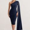 Yara | Navy One Shoulder Cape Ruched Midi Dress -Dress Shop WB CC BR CL127661 YaraNavyOneShoulderCapeRuchedMidiDress0 59c97296 19dc 4189 bcf3 a36522a91c7d