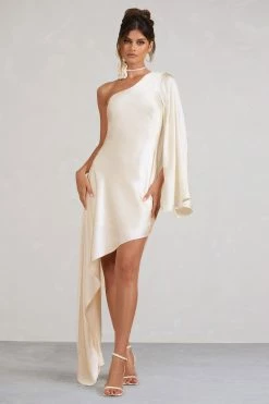 Hanna | Cream Asymmetric Draped Satin Mini Dress 11 Hanna | Cream Asymmetric Draped Satin Mini Dress -Dress Shop WB CC BR CL128638028 HannaCreamAsymmetricDrapedSatinDress CL129566159 SilkyScentsIvorySatinCorsagewithNeckTie3