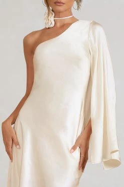 Hanna | Cream Asymmetric Draped Satin Mini Dress 9 Hanna | Cream Asymmetric Draped Satin Mini Dress -Dress Shop WB CC BR CL128638028 HannaCreamAsymmetricDrapedSatinDress CL129566159 SilkyScentsIvorySatinCorsagewithNeckTie3 detail