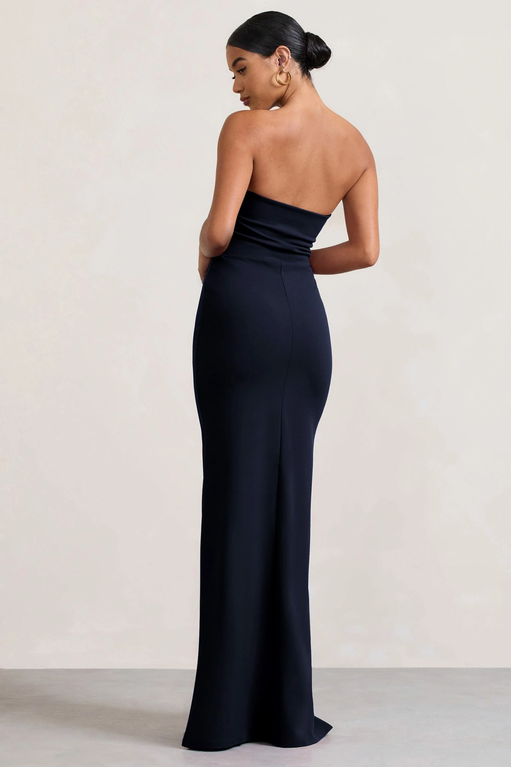 Belle Of The Ball | Navy Bandeau Maxi Dress With Split Hem 4 Belle Of The Ball | Navy Bandeau Maxi Dress With Split Hem - Image 2