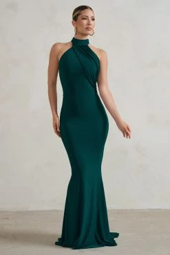 Marion | Green High Neck Maxi Dress With Statement Train 10 Marion | Green High Neck Maxi Dress With Statement Train -Dress Shop WB CC CL128396 MarionBottleGreenHighNeckMaxiDressWithStatementTrain2 791e18ef fbb3 4984 aa04 c39593c5b27d