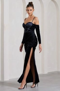 Meribel | Navy Velvet & Satin Long-Sleeved Corset Maxi Dress 10 Meribel | Navy Velvet & Satin Long-Sleeved Corset Maxi Dress -Dress Shop WB CC CL128796015 MeribelNavyVelvet SatinLong SleevedCorsetMaxiDress2 ab58ae67 fb08 4927 9e06 98b427dc6b21