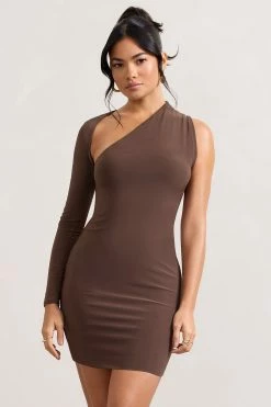 Siren | Chocolate One Shoulder Bodycon Mini Dress 10 Siren | Chocolate One Shoulder Bodycon Mini Dress -Dress Shop WB CC CL129344067 Siren ChocolateOneShoulderBodyconMiniDress0