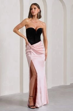 Bethany | Black & Pink Corseted Wrap Maxi Dress 13 Bethany | Black & Pink Corseted Wrap Maxi Dress -Dress Shop WB CC CL132022114 BethanyBlack PinkCorsetedWrapMaxiDress7