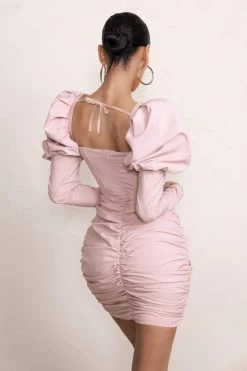 Posey | Pink Puff Sleeve Corset Mini Dress 8 Posey | Pink Puff Sleeve Corset Mini Dress -Dress Shop WB CC HR CL126772 PoseyNudePuffSleeveCorsetMiniDress5