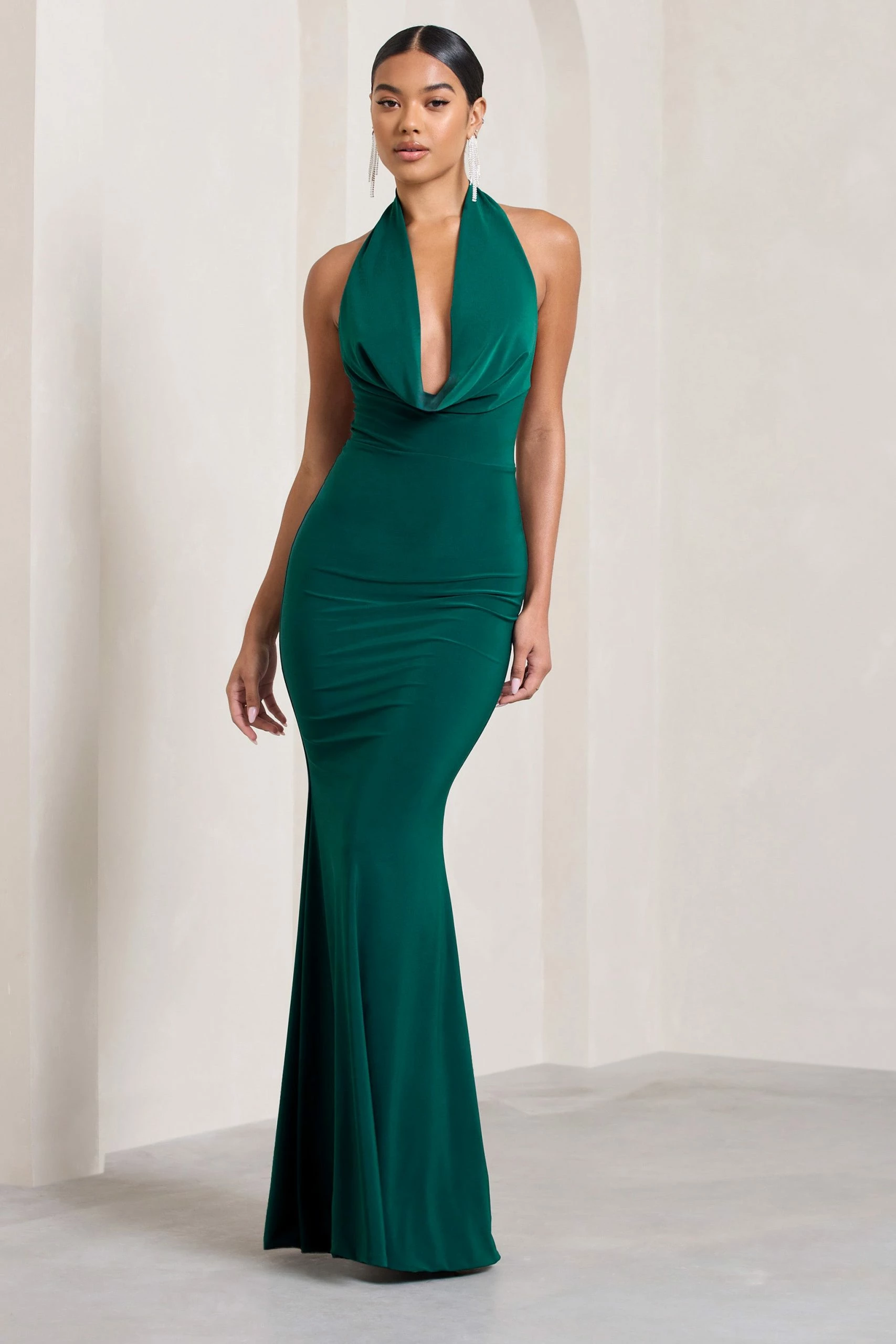 Milani | Bottle Green Backless Cowl Neck Fishtail Maxi Dress 7 Milani | Bottle Green Backless Cowl Neck Fishtail Maxi Dress - Image 5
