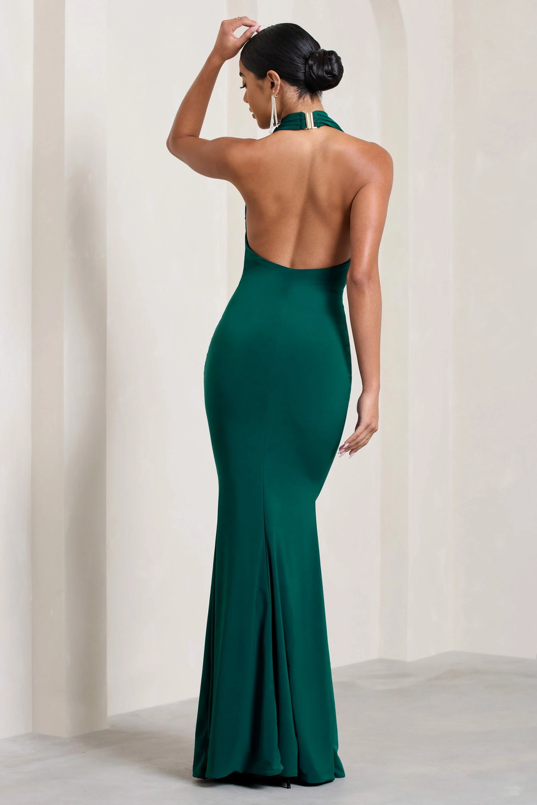 Milani | Bottle Green Backless Cowl Neck Fishtail Maxi Dress 4 Milani | Bottle Green Backless Cowl Neck Fishtail Maxi Dress - Image 2