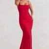 Adele | Red Ruched Fishtail Cami Maxi Dress 2 Adele | Red Ruched Fishtail Cami Maxi Dress -Dress Shop WB CC HR CL128390 AdeleRedRuchedFishtailCamiMaxiDress2