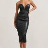 Hailey | Black Faux Leather Strapless Sweetheart Corset Midi Dress 2 Hailey | Black Faux Leather Strapless Sweetheart Corset Midi Dress -Dress Shop WB CC HR CL128894002 HaileyBlackStraplessSweetheartCorsetMidiDress1
