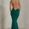 Endless Love | Green Backless Knot Detail Fishtail Maxi Dress