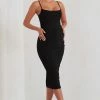 Raquel | Black Maternity Cami Midi Dress With Split -Dress Shop WB CC HR CL129398 Raquel BlackMaternityCamiMidiDressWithSplit1