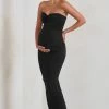 Evita | Black Maternity Sweetheart Twist Detail Midi Dress 2 Evita | Black Maternity Sweetheart Twist Detail Midi Dress -Dress Shop WB CC HR CL129401 EvitaBlackMaternitySweetheartTwistDetailMaxiDress3