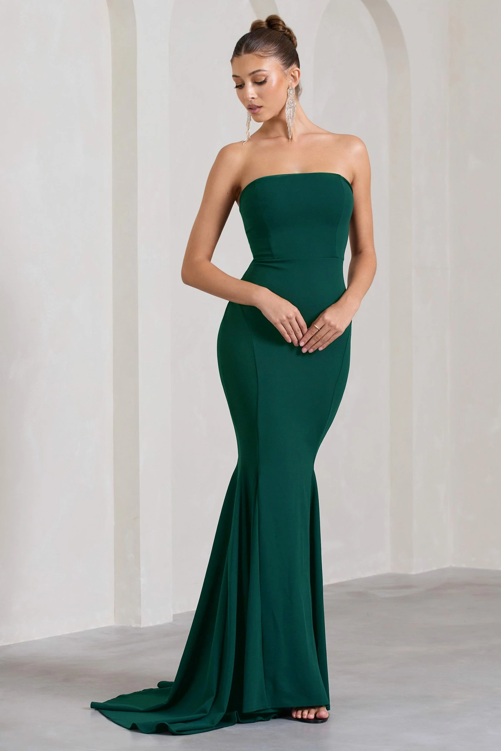 Impress Me | Bottle Green Strapless Bandeau Fishtail Maxi Dress 7 Impress Me | Bottle Green Strapless Bandeau Fishtail Maxi Dress - Image 5