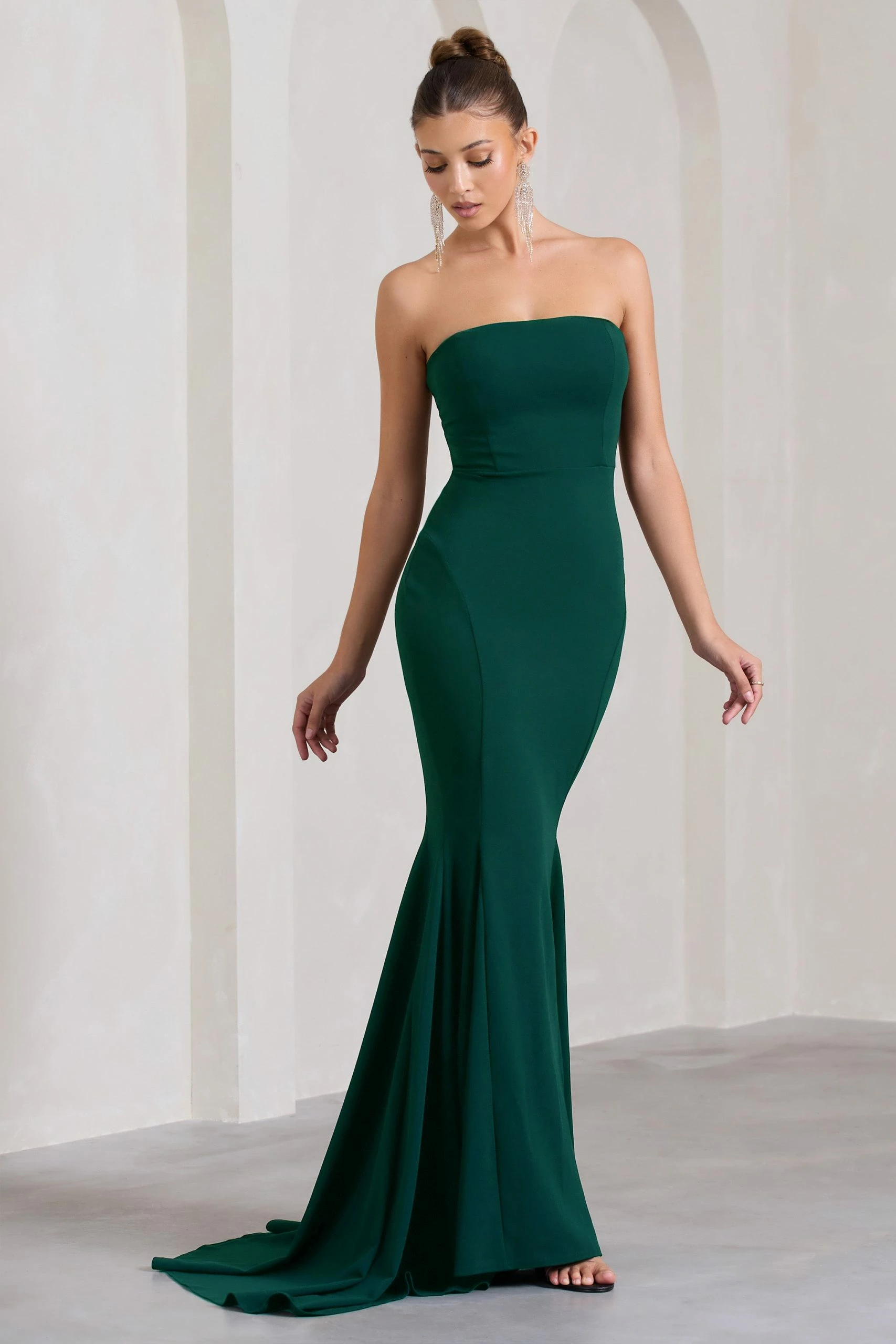 Impress Me | Bottle Green Strapless Bandeau Fishtail Maxi Dress 3 Impress Me | Bottle Green Strapless Bandeau Fishtail Maxi Dress