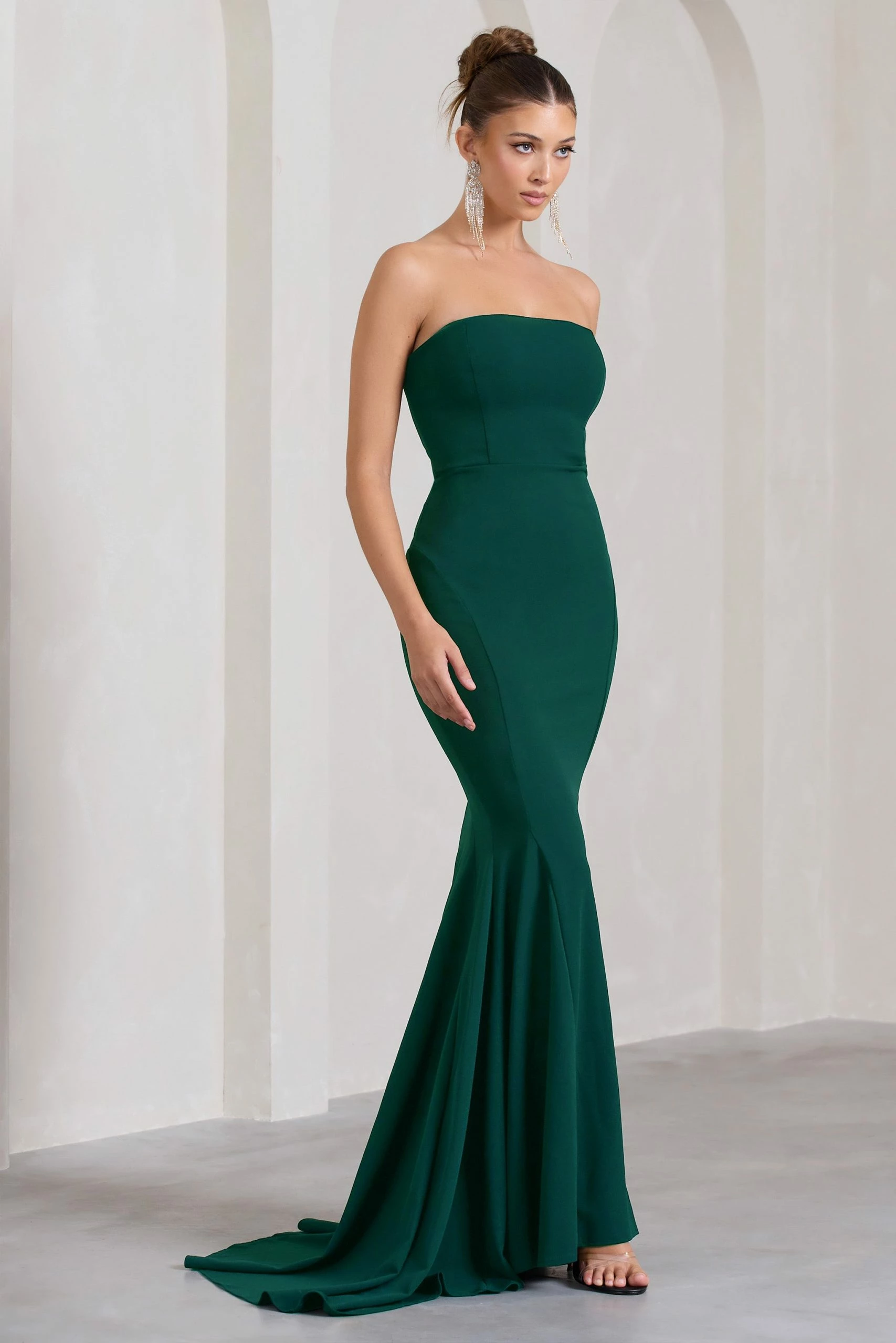 Impress Me | Bottle Green Strapless Bandeau Fishtail Maxi Dress 6 Impress Me | Bottle Green Strapless Bandeau Fishtail Maxi Dress - Image 4