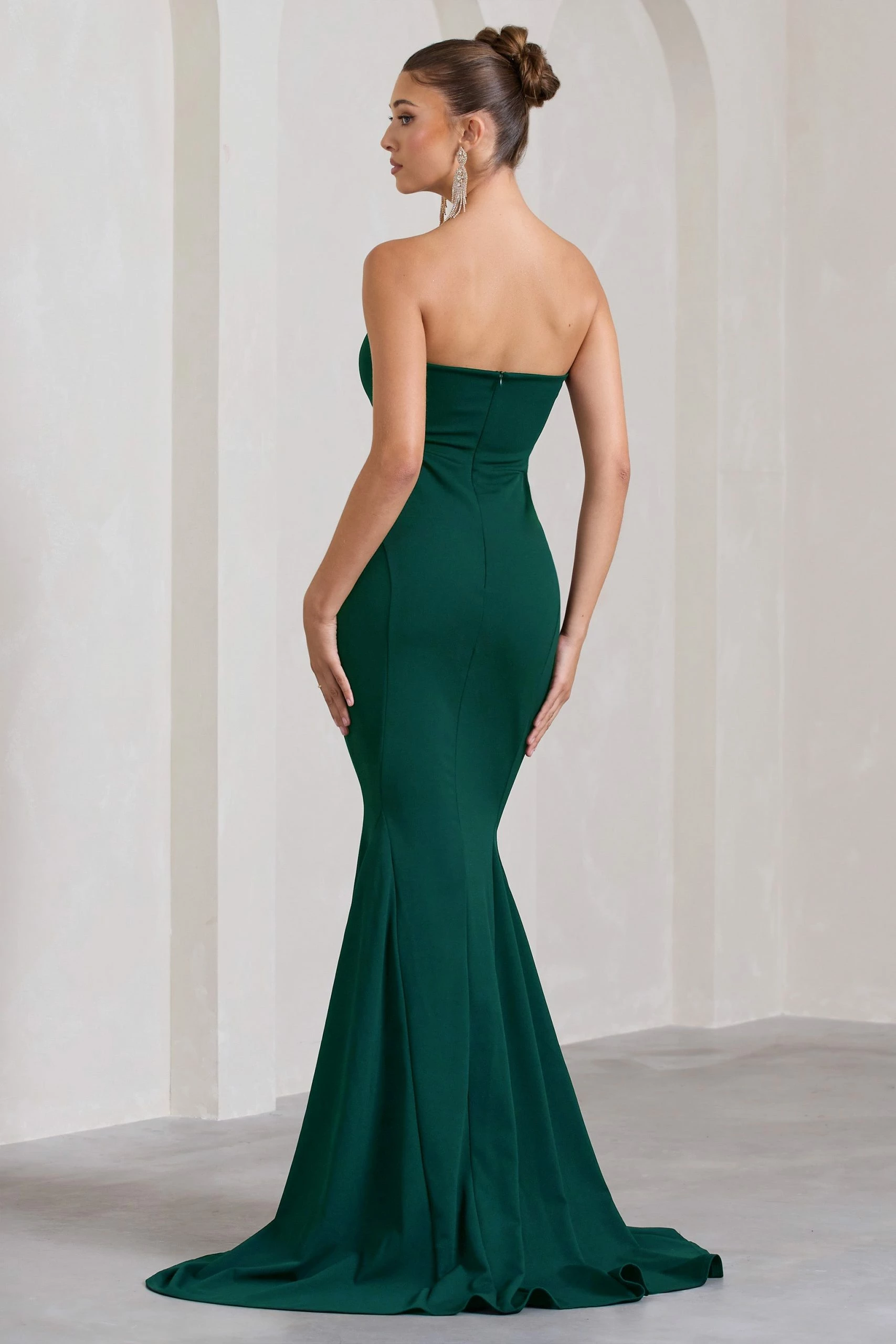 Impress Me | Bottle Green Strapless Bandeau Fishtail Maxi Dress 4 Impress Me | Bottle Green Strapless Bandeau Fishtail Maxi Dress - Image 2
