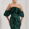 Aspen | Bottle Green Bardot Mini Dress With Ruffles -Dress Shop WB CC CL128857047 AspenBottleGreenBardotMiniDressWithRuffles1 467dd10b d139 4bd3 9000 c2b7682af4dd