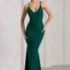 Lucky Number | Bottle Green Cross Back Fishtail Maxi Dress -Dress Shop WB CL124604101 LuckyNumberPlumCrossBackFishtailMaxiDress0