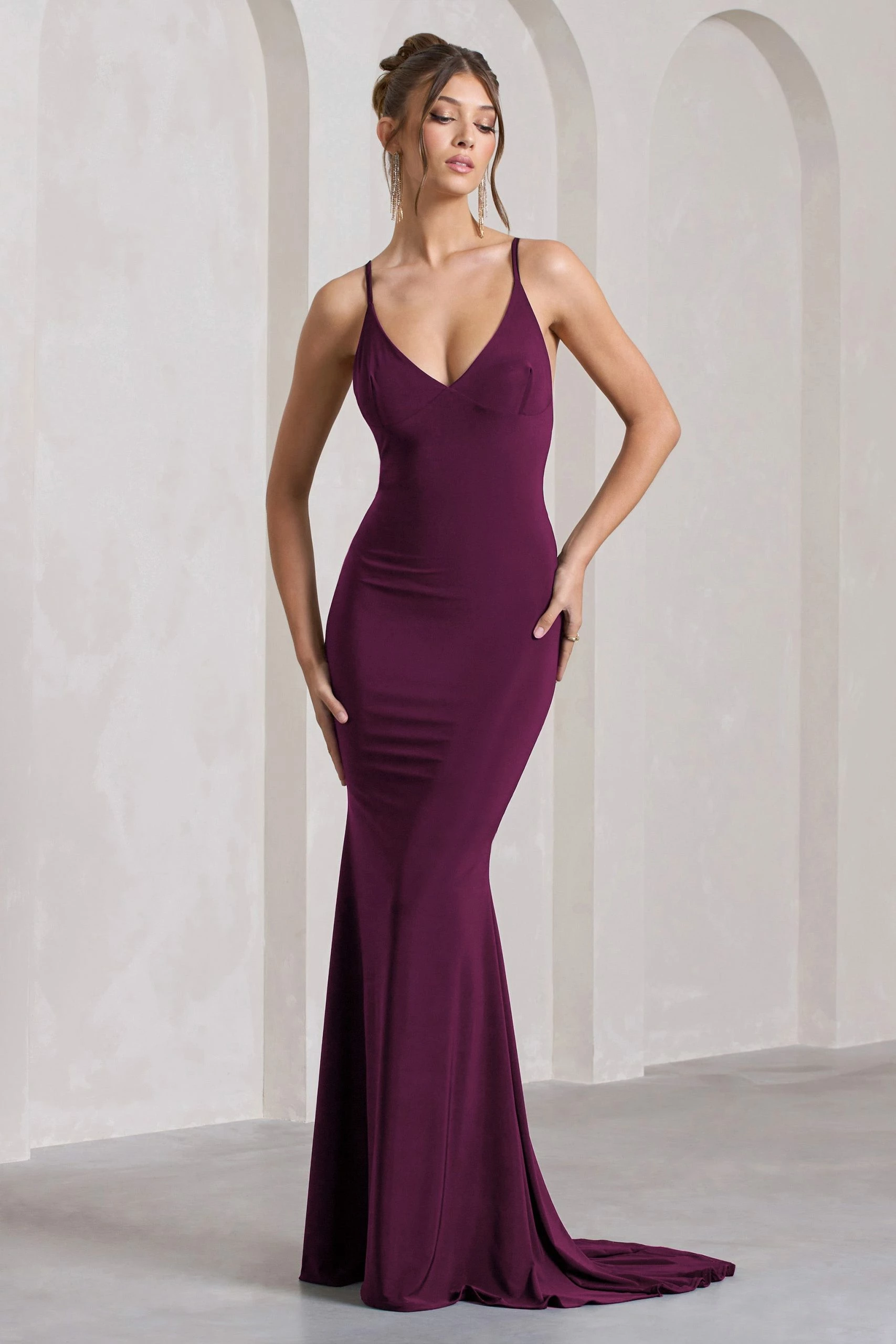 Lucky Number | Plum Cross Back Fishtail Maxi Dres 7 Lucky Number | Plum Cross Back Fishtail Maxi Dres - Image 5