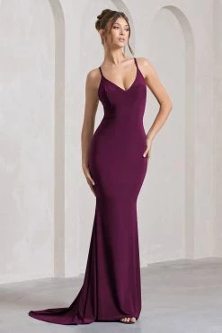 Lucky Number | Plum Cross Back Fishtail Maxi Dres 10 Lucky Number | Plum Cross Back Fishtail Maxi Dres -Dress Shop WB CL124604101 LuckyNumberPlumCrossBackFishtailMaxiDress2 7a49799b 7f61 46c3 b23e 02f68259c642