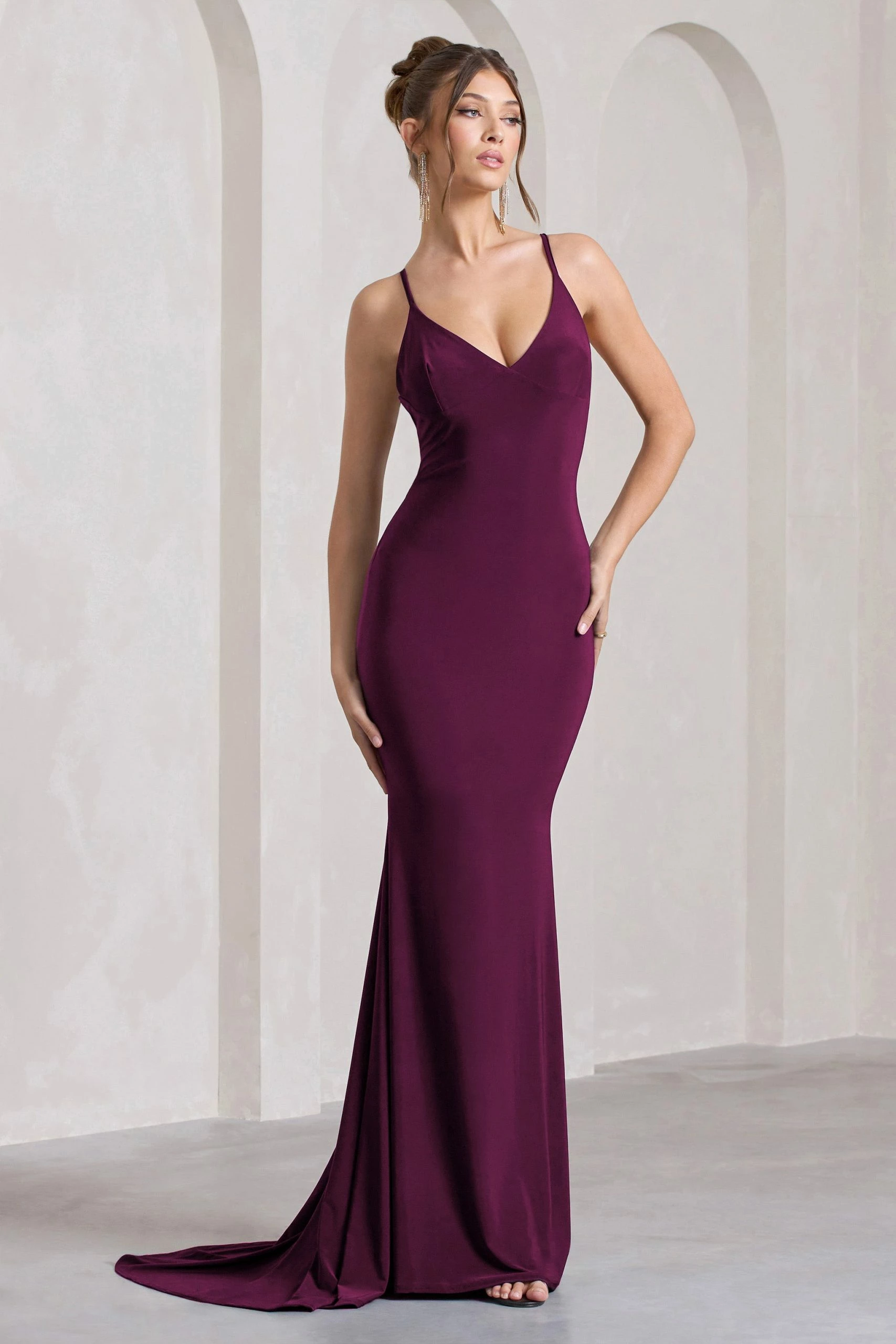 Lucky Number | Plum Cross Back Fishtail Maxi Dres 6 Lucky Number | Plum Cross Back Fishtail Maxi Dres - Image 4